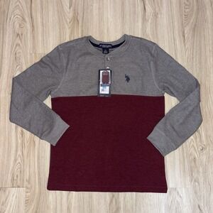 US Polo Assn Boys T-Shirt Grey & Red Wine Size L (10-12) NWT‎